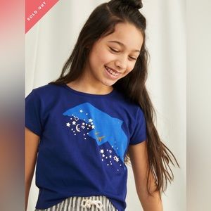 TEA Metallic Night Flight Graphic Tee Size 10